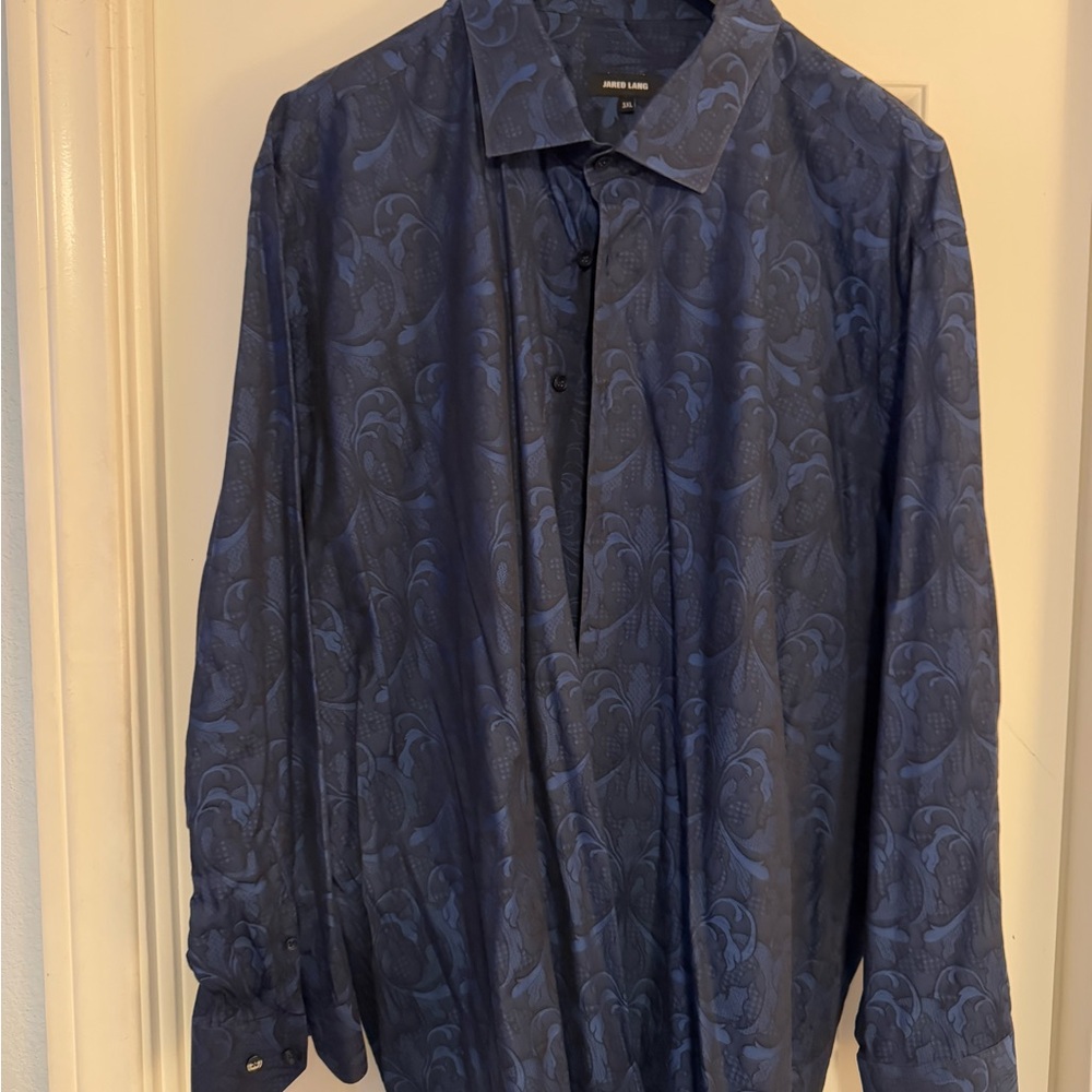 Jared Lang Men's Blue Patterned Shirt